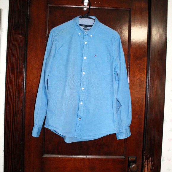 Tommy Hilfiger Blue Cotton Button-Down Shirt, Medium - Picture 1 of 7